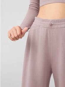 2 Pcs Set Women's Soft Rayon Sweatpants Lightweight Breathable Workout Trousers With Adjustable Shockcord - 彩色 - 查看 11