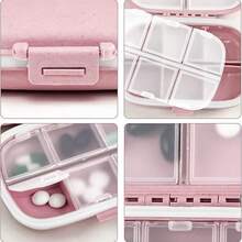 Holii Travel Pill Organizer, 8 Compartments Portable Pill Case, Daily Pill Box To Hold Vitamins, Small Pill Container For Pocket Purse Medicine Organizer(Pink) - 粉色 - 查看 3