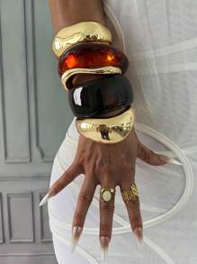 3pcs/1pc Charm Cuff Bracelets,Gold Bangles,Wide Bangles, Chunky Bracelet, Bracelet Set, Wide Bracelet, Bracelet For Women,Gift For Her