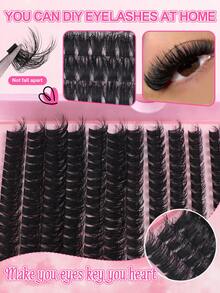 192/216/240 D Curl Large-Capacity False Eyelash Extensions Kit With Eyelash Extensions Adhesive, Tweezers, And Eyelash Brush. Fluffy, Thick, And Soft False Eyelash Extension Set, 60d 80d 100d 10-16mm Mixed-Length Individual Eyelash Clusters. Natural Look Style And Thin False Eyelashes For Daily And Dating, Cosplay, Night Party, Club, Stage, Carnival, Bridal,Wedding Makeup, Fake Eyelashes Gift Set For Women, Girlfriendlash Clusters Kit,Lashes,Eyelashes,Fake Lashes - Pink - View 9