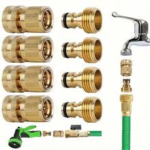 2-Piece Brass Garden Hose Quick Connect Set – 3/4" GHT Female & Male Threads | Heavy-Duty Metal Couplers For Flower Watering, Lawn Sprinklers & Patio Use  (Gold) - 金色 2pcs - 查看 1