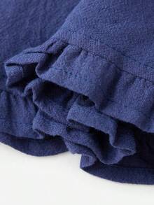 Women Y2k Fairycore Babydoll Shirt Top Plaid/Solid Color Lace Trim V-Neck Short Sleeve Button Front Ruffle Hem Gingham T Shirts Crop Tops Teen Girls Grunge Going Out Tunic Tops Cute Flowy Tee Vintage Aesthetic Clothes Casual Daily Streetwear - 藏蓝色 - 查看 9