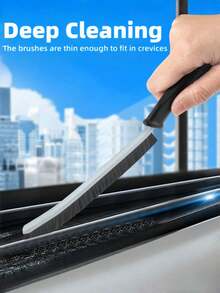 1/3pcs Crevice Cleaning Brush, New Multifunctional Gap Cleaning Brush Tool, Bathroom Gap Brush, Grout Cleaner Brush Hard Bristle Crevice Cleaning Brush - Black - View 6