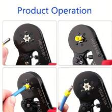 手动压接工具，适用于套圈端子 HSC8 6-4A/6-6A/16-6 套圈压接钳，电气连接器套件，线径 0.25-10mm² 23-7AWG