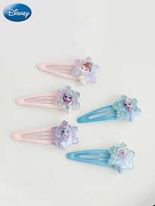 5pcs Disney Officially Licensed Frozen Anna And Elsa Colorful Cartoon Clip Hair Fashion Hair Clips Sweet And Cute Hair Clips Simple Hair Clip For Women Holiday Gift Daily Dress Up Hairpin Hair Accessories High-Value Headwear, Ideal Choice For Gifts