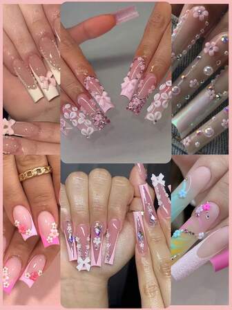 600 قطعة من الزينة المنحنية للأظافر والخرز المسطح، أشرطة منحنية بيضاء وزهرية وسوداء ثلاثية الأبعاد جميلة لتزيين الأظافر، خرز أبيض نصفي لصنع مجوهرات الأظافر DIY، اكسسوارات لتزيين فن الأظافر