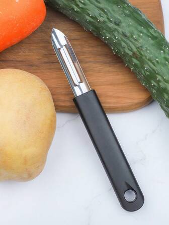 1/2 Packs Kitchen Peeler, Portable Fruit Peeler, Stainless Steel, Plastic, Silver, Black, 17.5cm X 1.5cm, Kitchen Gadget