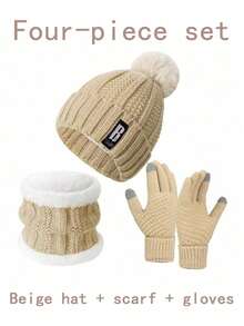 7/5/4/1 Juegos de trajes cálidos a prueba de viento y frío para esquiar, ciclismo, deportes al aire libre, etc. en otoño e invierno. Gorro de lana acolchado, bufanda de punto, guantes de punto, orejeras cálidas, calcetines cálidos, regalos de invierno para mujeres