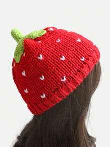 1 Piece Ladies' Cute Red Strawberry Hat Knitted Warm Hat Soft And Warm Suitable For Daily Leisure Vacation, Fall / Winter