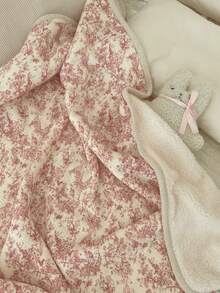 1pc Reversible Crochet Edged Cotton Double-Layer Warm Blanket, Suitable For Babies And Adults, Infants And Toddlers