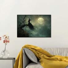 1 Pc Canvas Painting,Classic Anime Halloween Canvas Poster - The Ultimate Moonlight Witch - Beautiful Visual Art Aesthetics, Woodblock Canvas Wall Art Print, Autumn Decoration , Wooden Framed Art,High Quality ,Thickness 2. 25cm/1inch Wall Art Prints Poster Direct Hanging Decor For Home Gifts,Living Room, Bathroom, Bedroom, Kitchen,Bar,Office - 藍色 - 查看 4