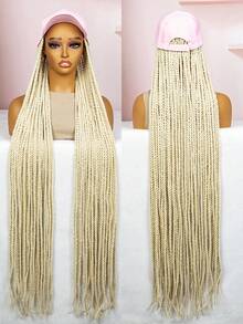 Perucă împletită extra lungă cu șapcă de baseball de 42 de inci, bandă de păr sintetică, ținută casual și de birou