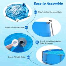 1158 Gal Outdoor Family Swimming Pool With Metal Frame Multi-Layer PVC Fabric - 藍色 - 查看 4