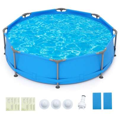Lifezeal 1158 Gal Outdoor Family Swimming Pool With Metal Frame Multi-Layer PVC Fabric