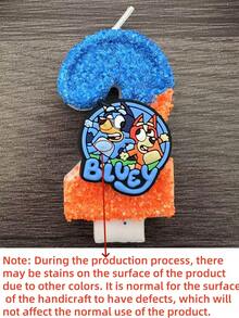 1Pc Bluey Creative Number 0-9 Handmade Birthday Candles One Year Old Digital Birthday Decoration Gift Christmas