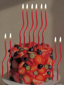 6/12/24pcs Curved Red Candle Cake Decoration Candle,(6 Pieces Per Box) Christmas Cake Decoration Candle, Halloween Witch Red Candle - Multicolor - View 6