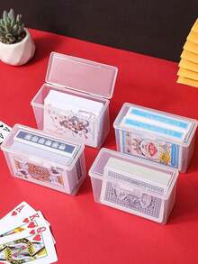 1pc Transparent Playing Card Box, Storage Box To Hold 2 Decks Of Cards (Cards Not Included), Christmas, Halloween, Thanksgiving Gift - Multicolor - View 6