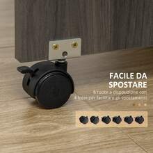 HOMCOM Tavolo a Ribalta per 6 Persone max con 2 Cassetti, Armadietto e Ripiano Posteriore, Tavolo Pieghevole in Truciolato, 120x60x76.5 cm - Grigio - Visualizzare 8