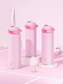 Meoky 32oz Vacuum Insulated Water Bottle with 2-in-1 Straw and Spout Lid, Insulated Cup, Keep Cold 24H, Leak-Proof, Fits in Car Cup Holder, Stainless Steel Tumbler for Sports, Travel, and School - 淺粉色 - 查看 8