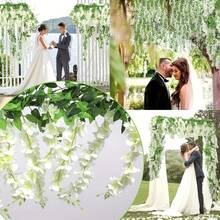 4 Packs Of 6ft White Artificial Wisteria Hanging Flowers - Vine Garland For Wedding Arch, Party, Garden, Home Decor - Perfect For St. Patrick'S Day, Easter, Spring & Summer Celebrations, Outdoor Decor