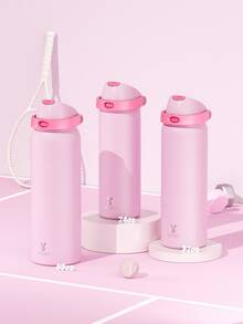 Meoky 40oz Vacuum Insulated Water Bottle with 2-in-1 Straw and Spout Lid, Insulated Cup, Keep Cold 24H, Leak-Proof, Fits in Car Cup Holder, Stainless Steel Tumbler for Sports, Travel, and School - 淺粉 - 查看 9
