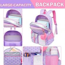 Aesthetic Cute Backpack For Elementary To Teen Girls - 8-10 Years Old Kids Bookbag - Purple - View 4