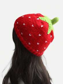 1 Piece Ladies' Cute Red Strawberry Hat Knitted Warm Hat Soft And Warm Suitable For Daily Leisure Vacation, Fall / Winter