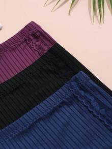3pcs Women's Ribbed Lace Patchwork Comfortable Hipster Panties - Multicolor - View 4