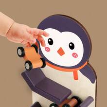 Kids Wooden Cartoon Slide Car Race Track Glider Car Visual Tracking Early Education Focus Training Game Toy, Suitable For Boys Girls Birthday Christmas Halloween Gifts