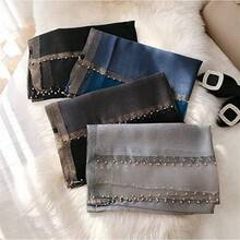 Womens Scarves Lightweight Silk Scarf Shawls And Wraps For Evening Dresses Summer Beach Wedding Shawl Giftshalloween - 藍色 - 查看 5