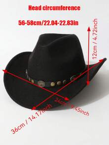 1pc Of Unisex Western Cowboy Hats, Decorated With A Detachable Bull Head Rivet - 100% Polyester Hand-Woven Jazz Top Hat, Featuring A Non-Elastic And Lightweight Design, Is Suitable For Outdoor Activities, Horseback Riding, Stage Performances At Parties, And Birthday Parties