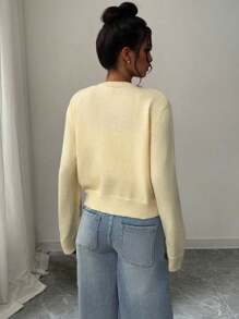 Freeform Autumn/Winter Women's Sweater, Fashion Minimalist Business Casual Commute Elegant Resort Warm High-End Versatile Slimming Victory Day Cute Top Korean Style - Yellow - View 4