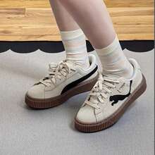 Puma 百搭休閒 輕鬆舒適 耐磨輕便女款低筒板鞋 - 卡其色 - 查看 2