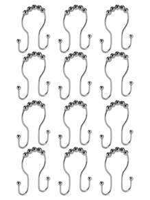 12pcs Stainless Steel Black Shower Curtain Hooks, Rust-Proof Curtain Rings, Smooth And Anti-Drop Double Curtain Rings. Electroplated To Prevent Rust And Corrosion, Suitable For Bathroom Environment. - Multicolor - View 15