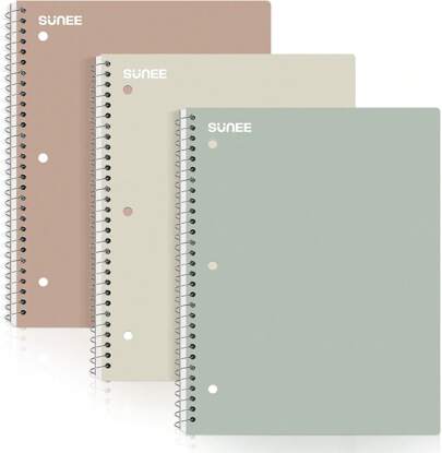 SUNEE Spiral Notebooks, 3 Pack, 1-Subject, College Ruled Paper, 8" X 10-1/2", 70 Sheets Per Notebook, Assorted Pastel Colors Spiral Notebooks For School