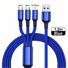 Cable de carga trenzado USB 3 en 1 compatible con iPhone/Tipo-C/Micro USB compatible con iPhone 14 13 12 11 Pro Max Xs Max, compatible con Samsung, Redmi, OnePlus, compatible con Xiaomi, teléfonos móviles Android, cámara, MP3, adaptador universal de poliamida