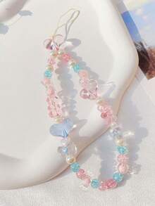 1条亚克力心形串珠手机挂绳，适合作为礼物送给母亲、家人、朋友，也可用于生日、节日等场合，是手机的精美挂饰。 - 彩色 - 查看 3