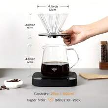 Pour Over Coffee Maker Set 20 Oz Borosilicate Glass Server Carafe And Glass Coffee Dripper With 100pcs Cone Paper Filter Hand Coffee Brewer For Home Camping Outdoor - Clear - View 4