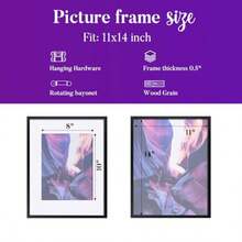 Picture Frames 11x14 Set Of 3 Black Large Gallery Wall Frame Set Display Photos 8 X 10 With Mat Or 11 X 14 Without Mat Wall Mounting Composite Wood - Black - View 2