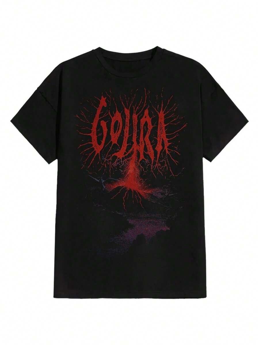 Gojira Lightning Strike Kleidung Peripherer Musterdruck Sommer Luxusmarke Baumwolle Herren- Und Damen-T-Shirts Mit Kurzen Ärmeln - 黑色 - 查看 1