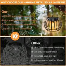 SolarLanterns Outdoor Waterproof Lights - 2 Pack Hanging Metal SolarPowered Lights, Large Round SolarChandelier Lamps With On\/Off Switch & Chains Hook  Garden Patio Yard Farmhouse Pathway Decor - 2 包 - 查看 3