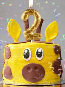 Gold Plated Giraffe Print Numbered 0-9 Birthday Animal Theme Anniversary Celebration Party Cake Decorative Candles - Multicolor - View 7