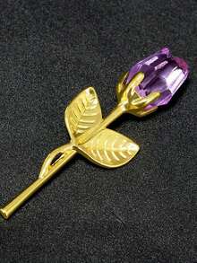 1pc Crystal Red Rose Gift With Silver Leaf Infinity Flower|Handmade Wrapped|Thanksgiving/Wedding/Anniversary/Valentine's Day Gift For Her - Multicolor - View 6