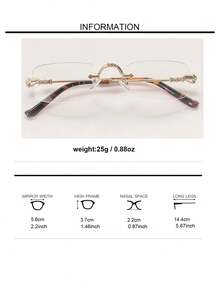 1 件/2 件时尚女士矩形眼镜，装饰性无度数眼镜，适合办公室 - 無色 - 查看 4