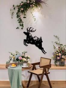 1 PIEZA Adorno colgante de ciervo de metal navideño, transmite un ambiente festivo con elementos de copos de nieve y estrellas, puede decorar espacios, adecuado para salas de estar, árboles de Navidad, tiendas, fiestas - Opción de regalo de calidad, regalo del Día de la Mujer - Decoraciones, Decoración del hogar, Decoración de pared, Decoración de habitación, Decoración de sala de estar, Decoración de la casa, Arte de pared enmarcado, Arte de pared con marco, Decoración de baño, Decoración de otoño, Decoración de invierno