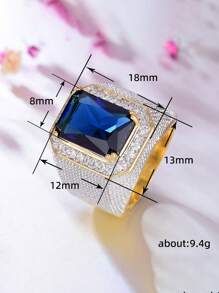 1 件女士珠宝礼物，婚礼订婚周年派对饰品方晶锆石戒指 - 黑色 - 查看 5