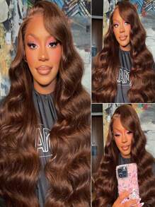 Wear And Go Chocolate Brown Body Wave Lace Front Wig Glueless Brazilian Brown 13x4 Lace Frontal Wigs For Women Human Hair Preplucked
