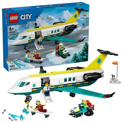 LEGO Stads-ambulansflygplansbyggleksak för barn - Låtsaslek räddningsflygplansmodell för pojkar och flickor, från 6 år - Byggklossar, hjälteminifigurer - Presentidé för födelsedagar - 60465