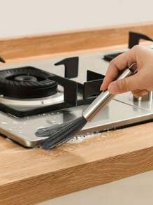 3 件套多用途长柄清洁刷，不锈钢材质，无需电源，适用于客厅、卧室、浴室、厨房、家具 - 中等强度带柄刷