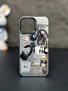 1 个摇滚音乐元素图案手机壳，防震创意哑光磨砂手机套，儿童节日礼物，兼容 7/8/X/XS/XR/11/12/13/14/15/16 Pro Max、A33(5G)/A32(4G)/A52(5G 4G)/S20FE/S21FE/A14(4G 5G)/S23/S23 PLUS/S23 ULTRA/S23 FE/A55 5G/S24/S24 PLUS/S24 ULTRA/A05/A05，时尚耐用的设计防水防摔防刮 - 彩色 - 查看 4